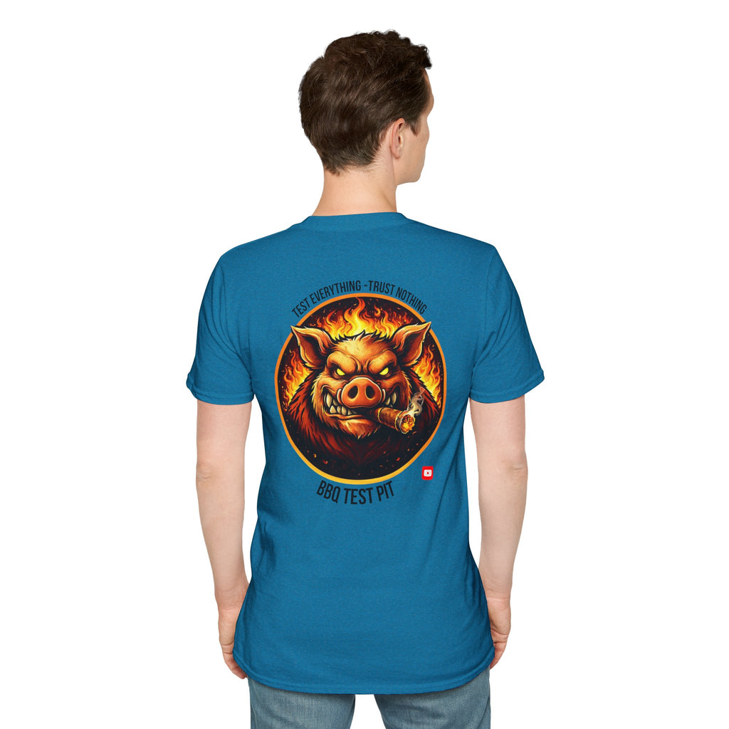 BBQ Test Pit logo soft tee mockup