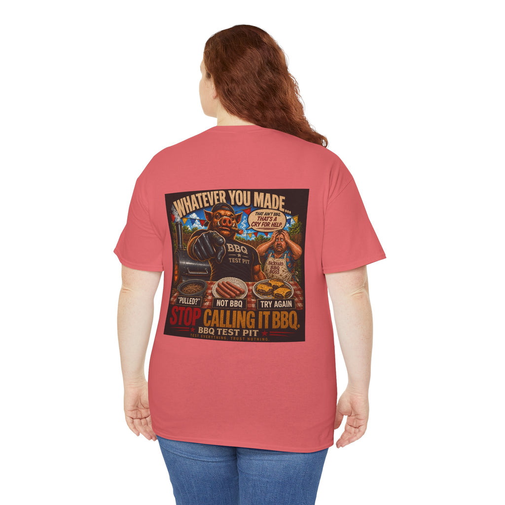 BBQ Test Pit Stop Calling It BBQ heavy tee mockup
