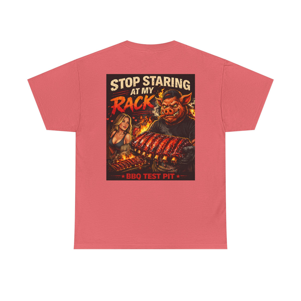 BBQ Test Pit Stop Staring At My Rack tee mockup