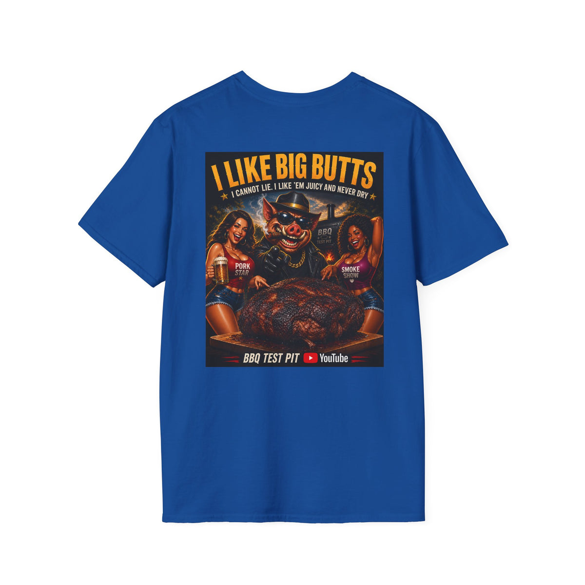 BBQ Test Pit I Like Big Butts soft tee mockup
