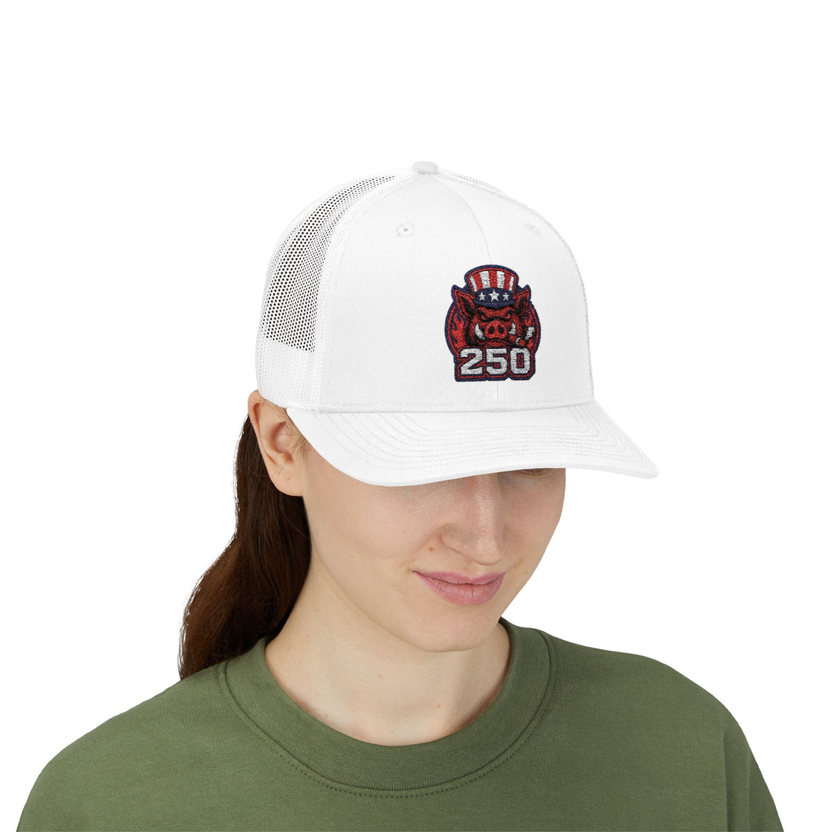 BBQ Test Pit 250 Years of Freedom trucker hat mockup