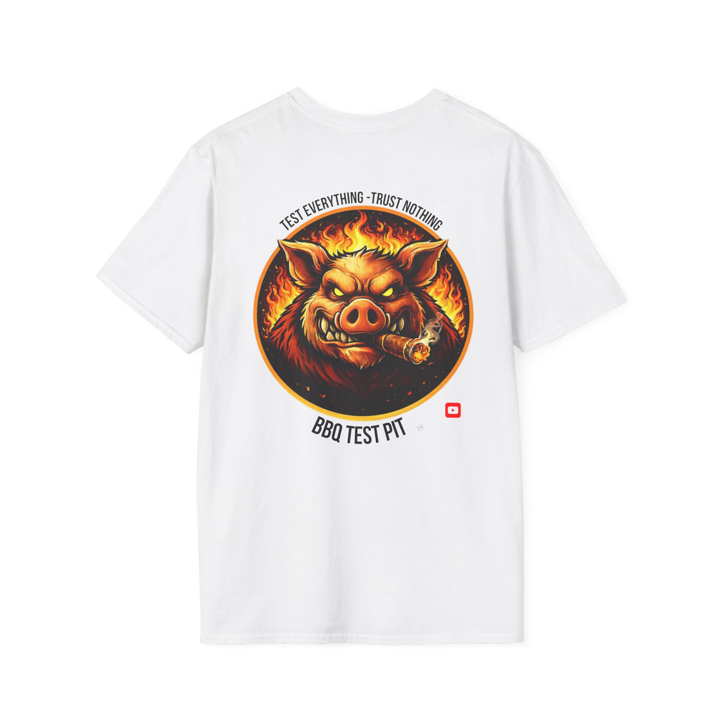 BBQ Test Pit logo soft tee mockup