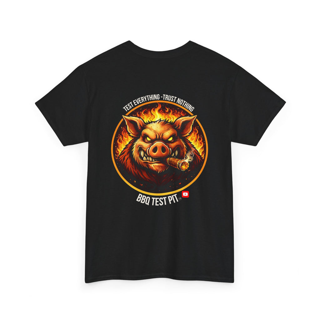 BBQ Test Pit logo tee mockup