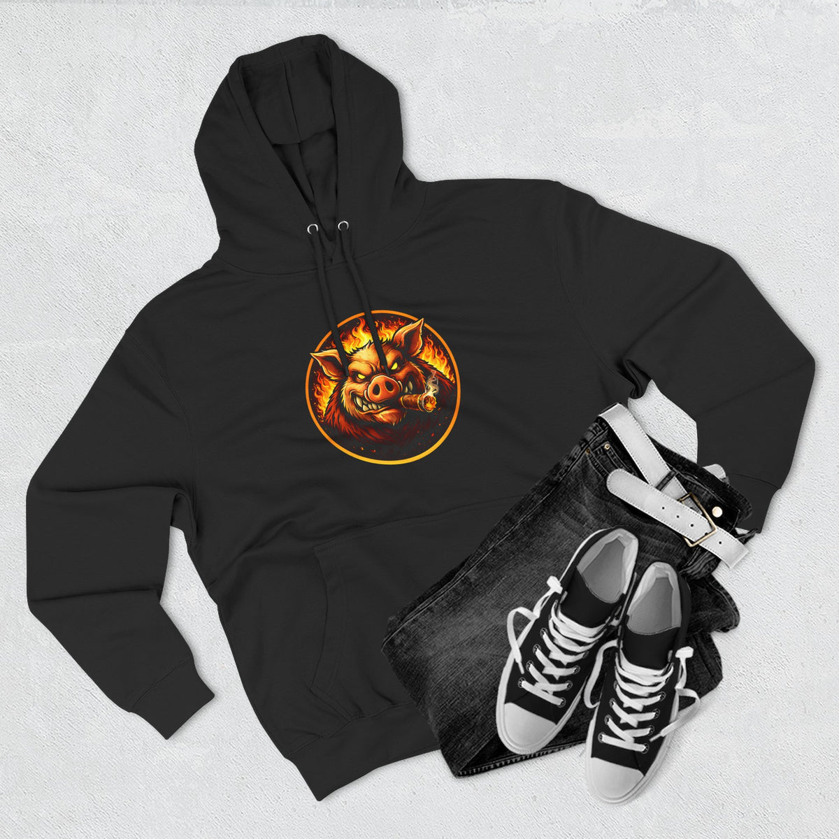 BBQ Test Pit logo hoodie mockup