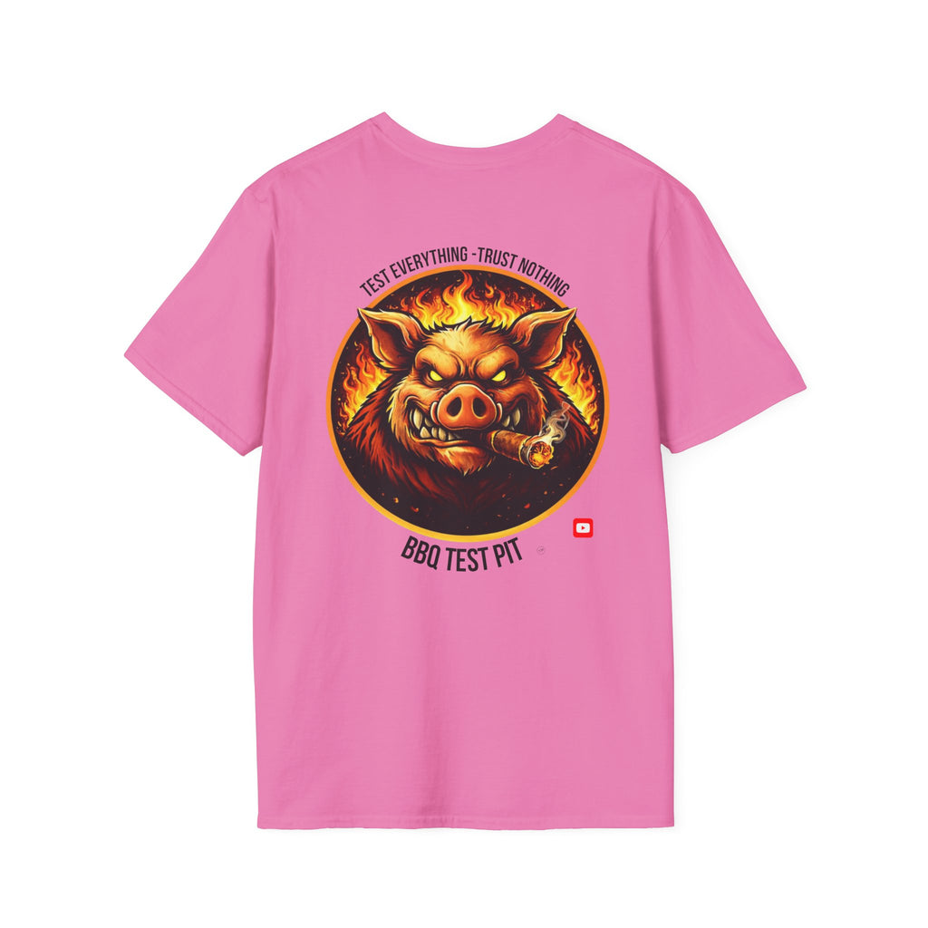 BBQ Test Pit logo soft tee mockup