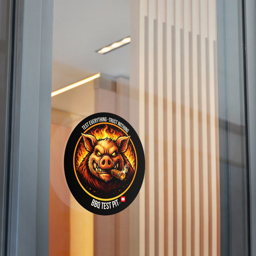 BBQ Test Pit logo sticker mockup
