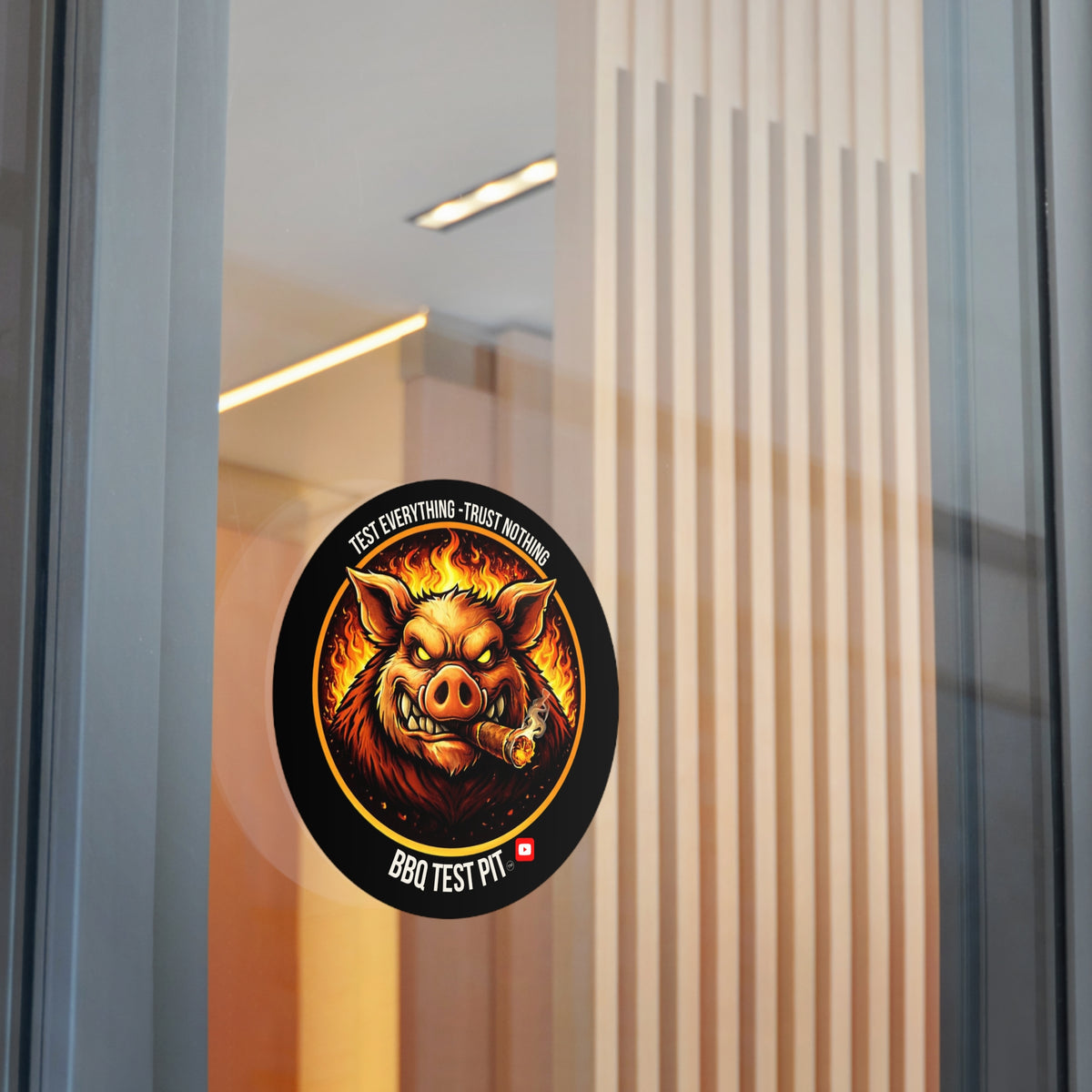 BBQ Test Pit logo sticker mockup