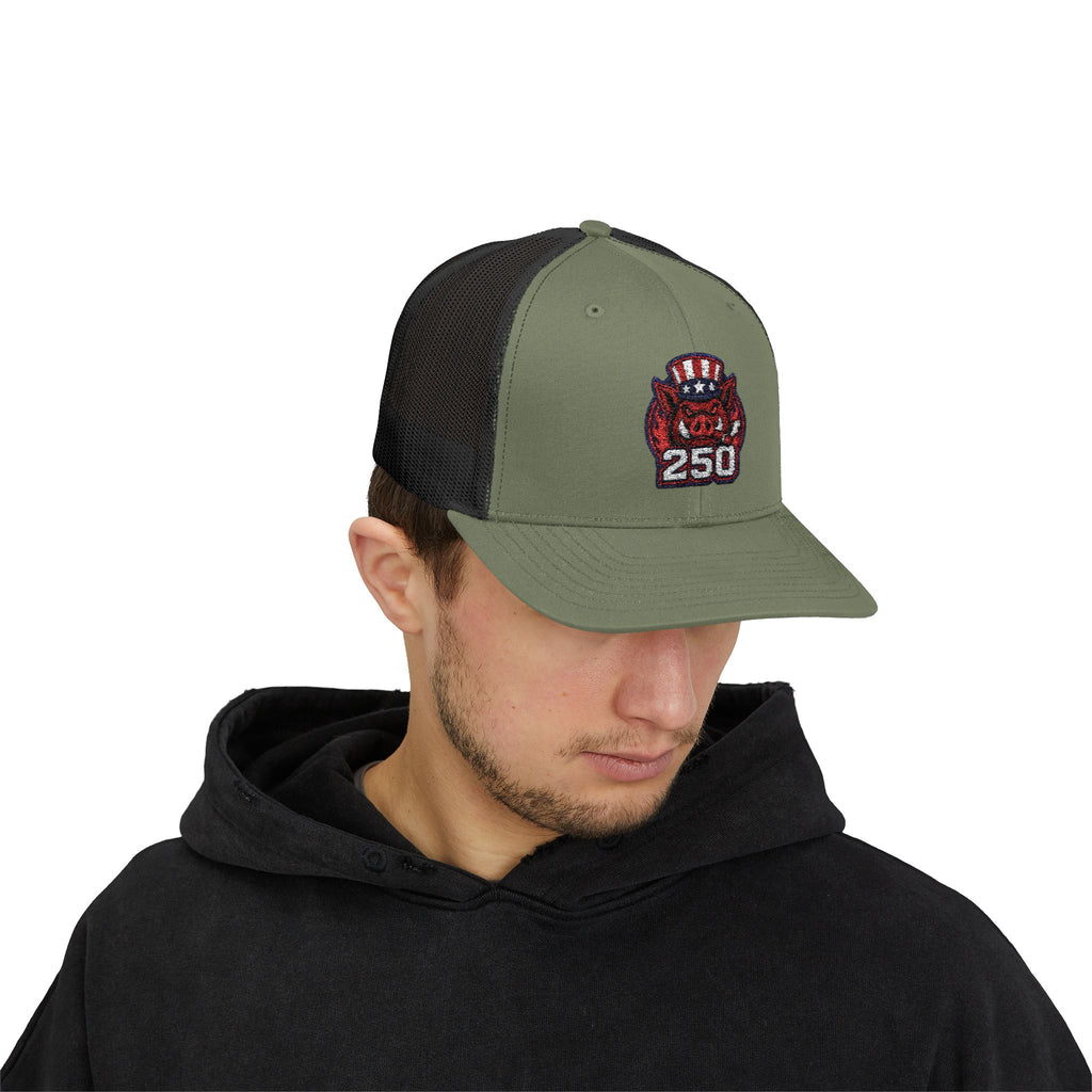 BBQ Test Pit 250 Years of Freedom trucker hat mockup