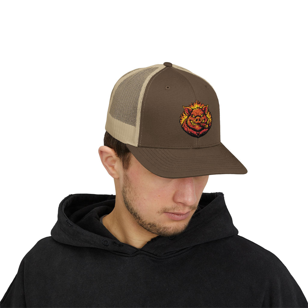 BBQ Test Pit trucker hat mockup