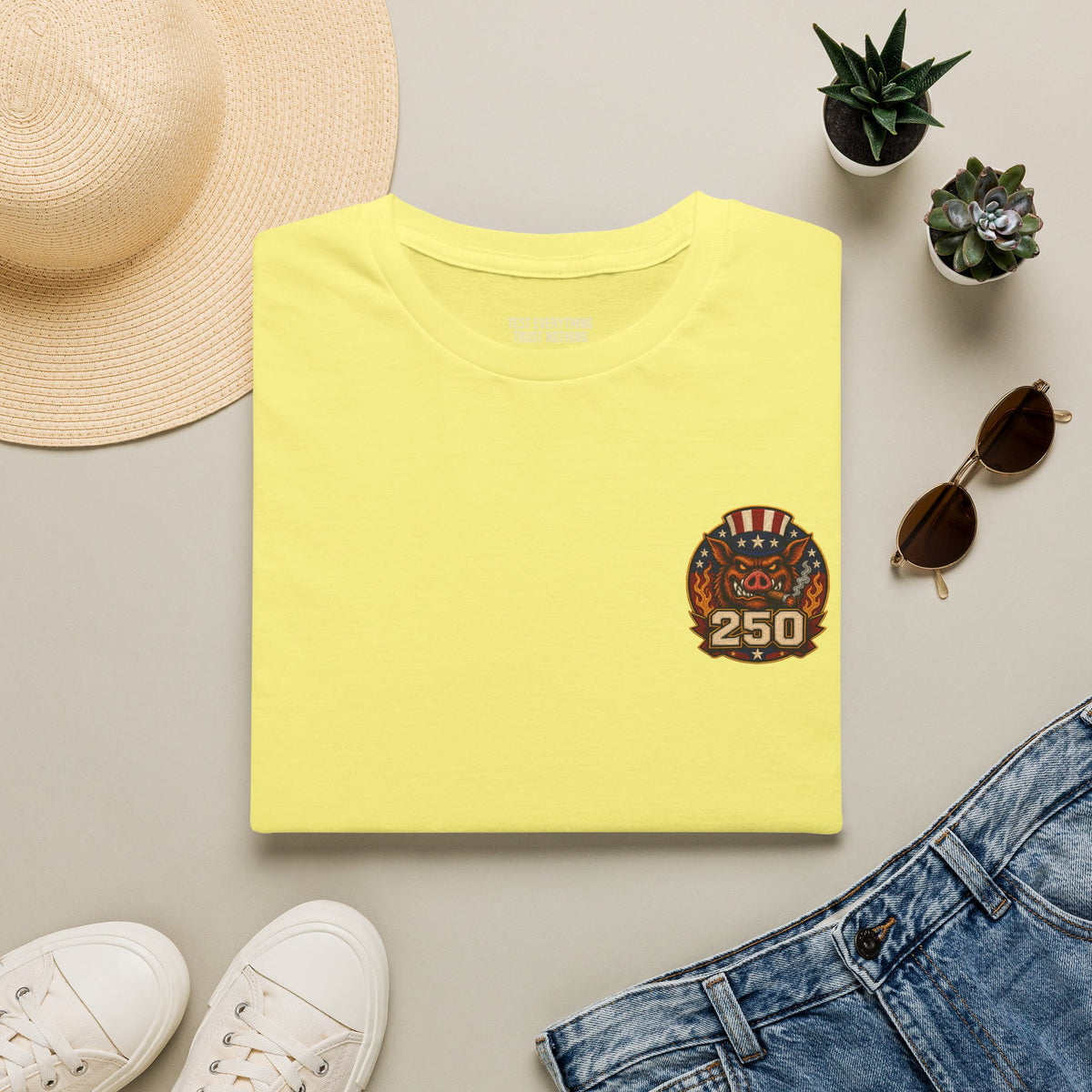 BBQ Test Pit 250 Years of Freedom tee mockup