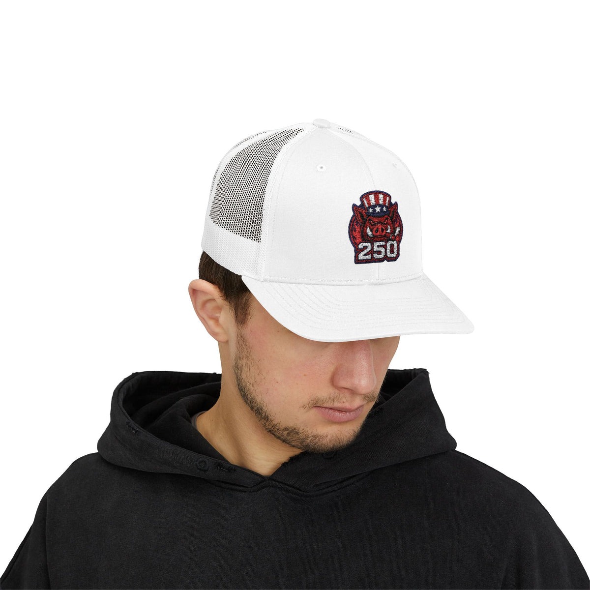 BBQ Test Pit 250 Years of Freedom trucker hat mockup