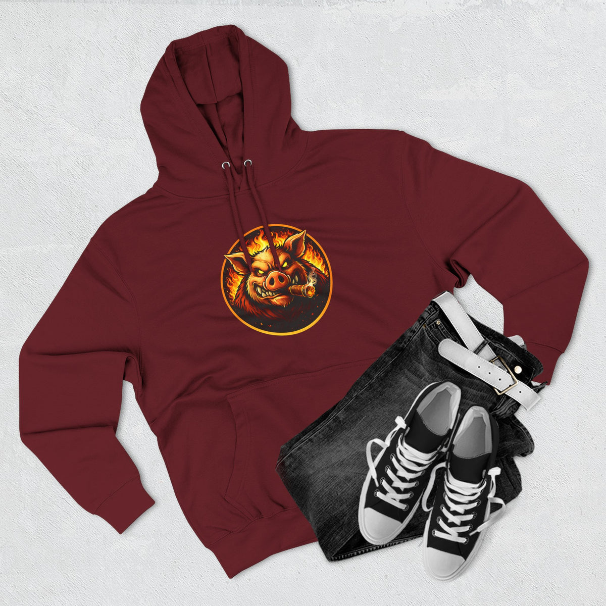 BBQ Test Pit logo hoodie mockup