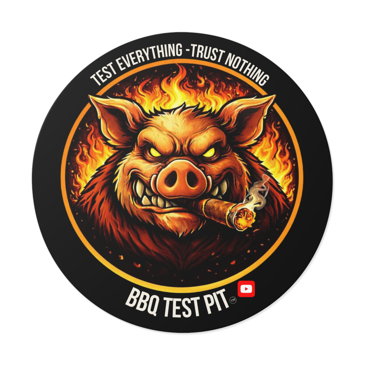 BBQ Test Pit logo sticker mockup