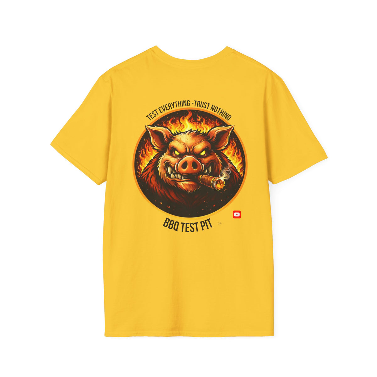 BBQ Test Pit logo soft tee mockup