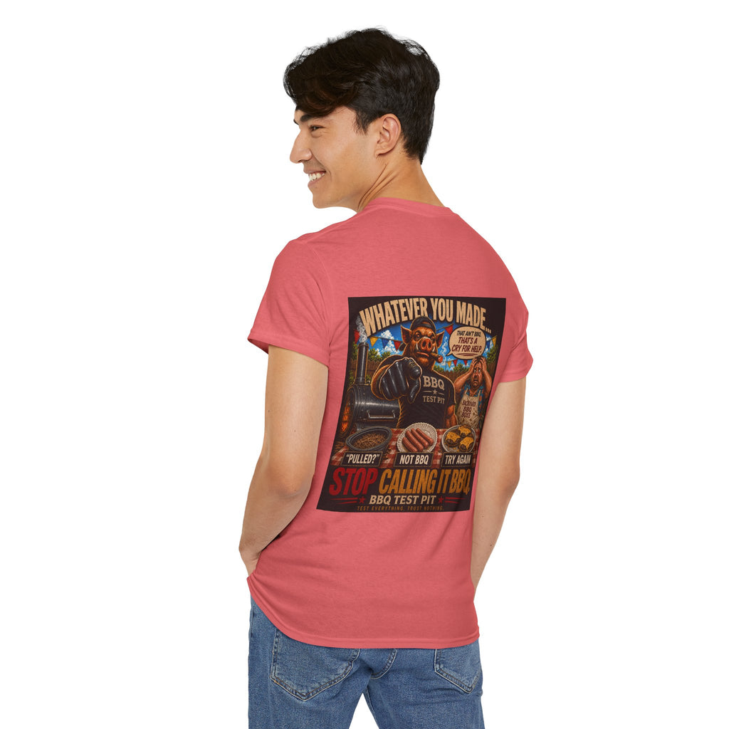 BBQ Test Pit Stop Calling It BBQ heavy tee mockup