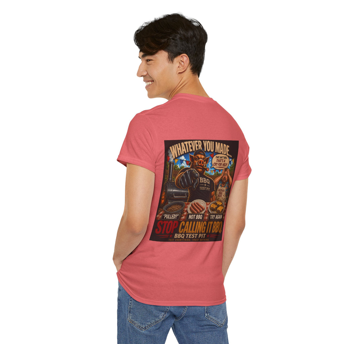 BBQ Test Pit Stop Calling It BBQ heavy tee mockup