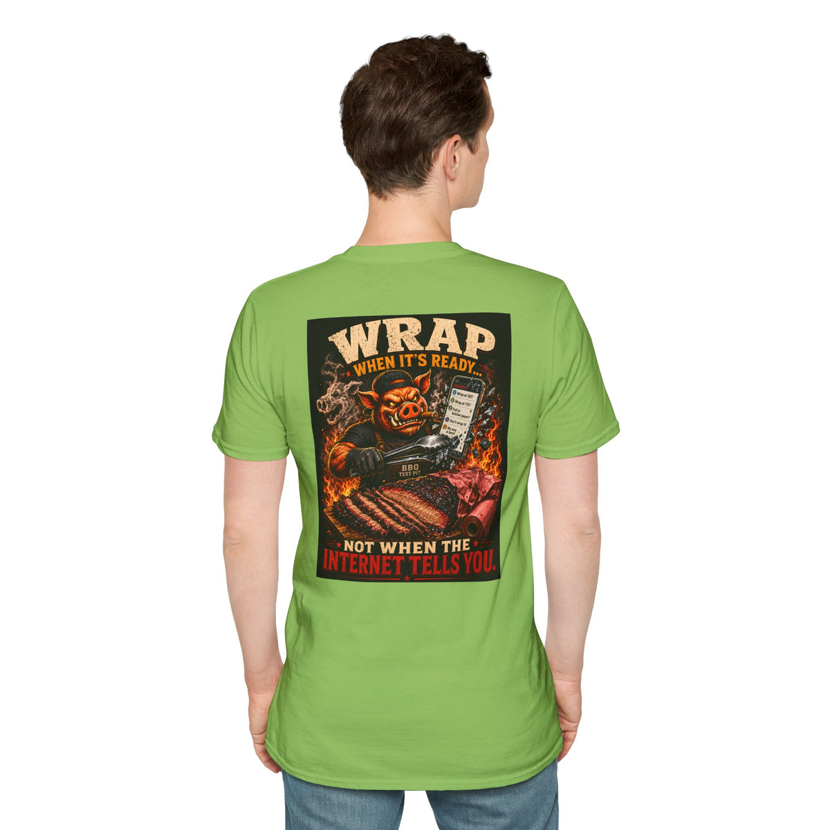 BBQ Test Pit Wrap When It's Ready tee mockup