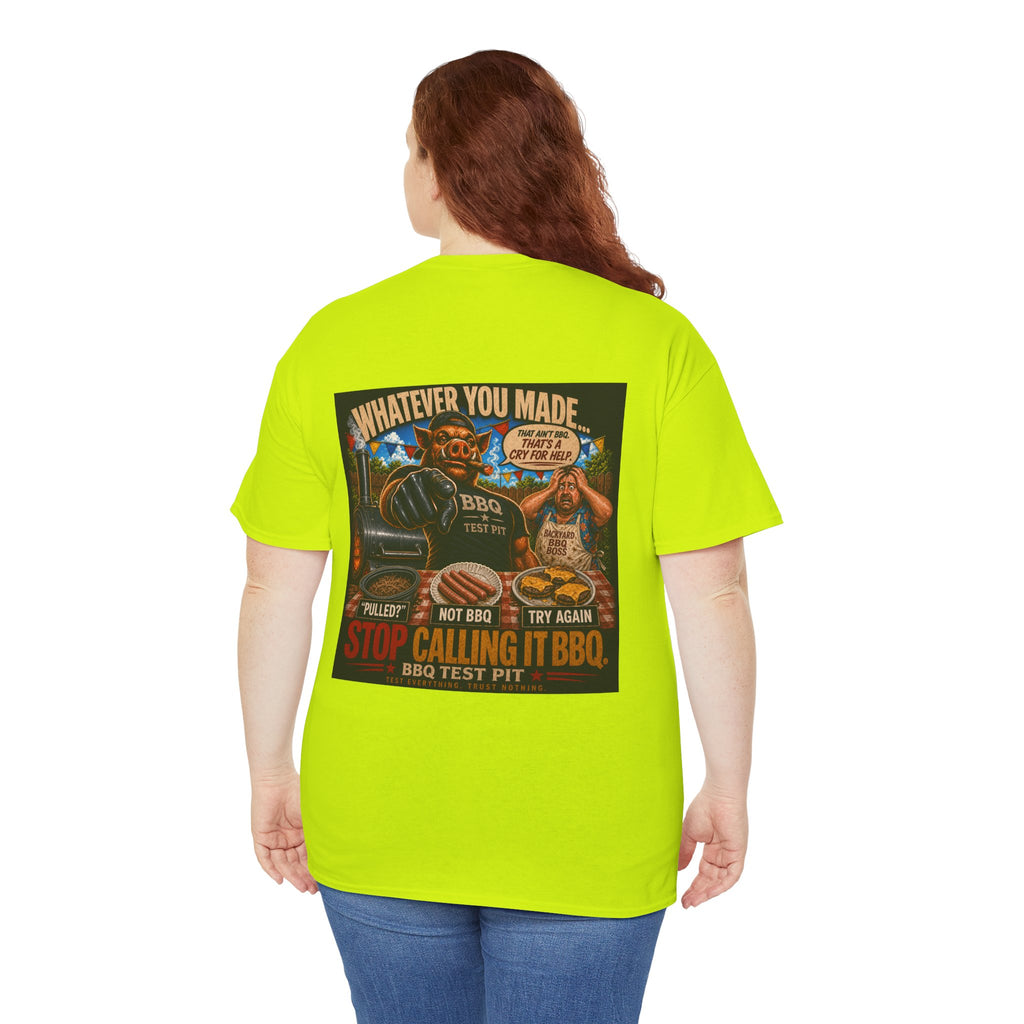 BBQ Test Pit Stop Calling It BBQ heavy tee mockup