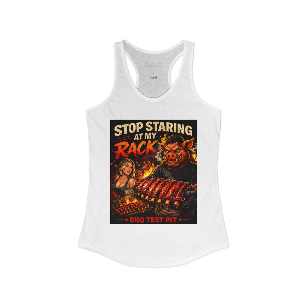 BBQ Test Pit I Like Big Butts women's racerback mockup