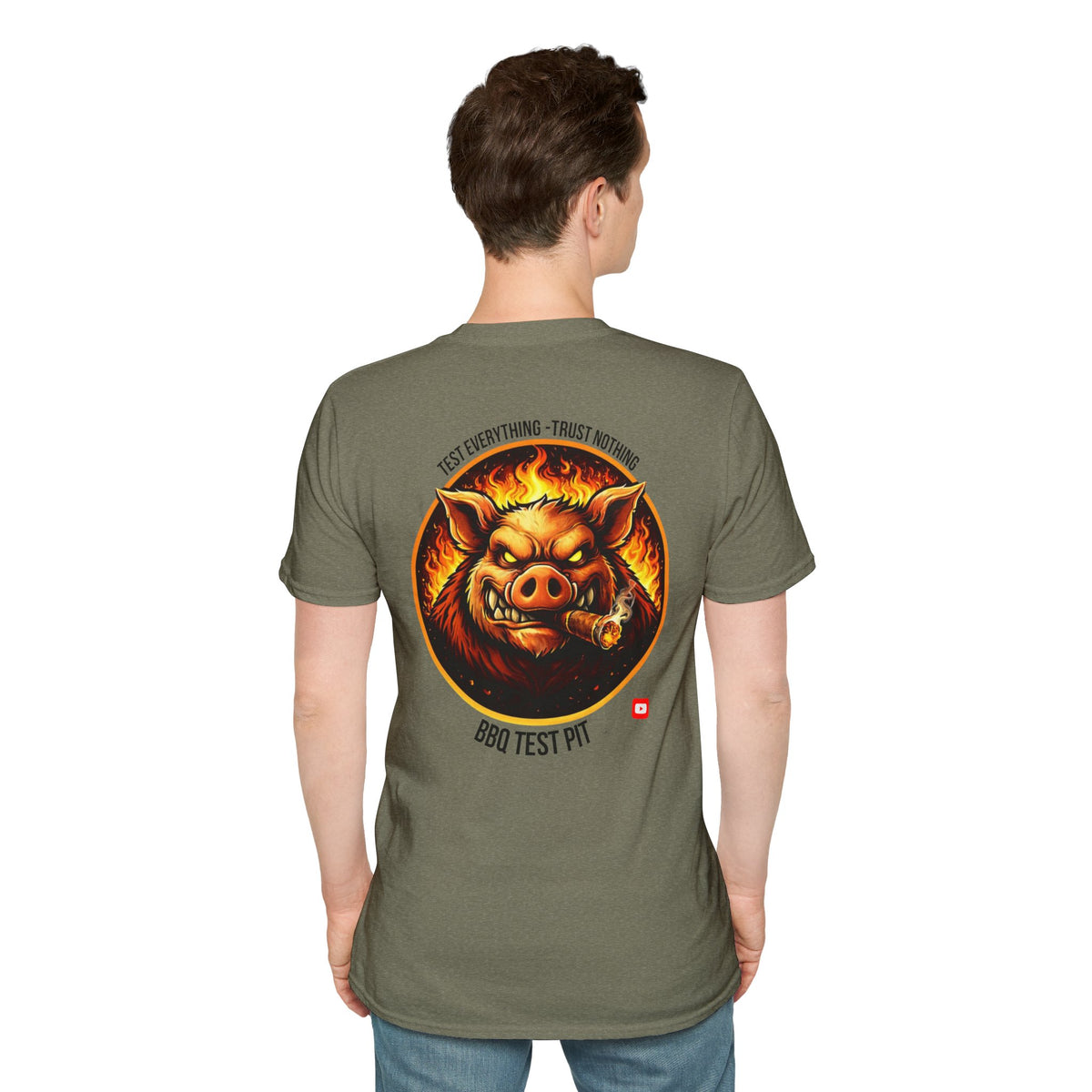 BBQ Test Pit logo soft tee mockup