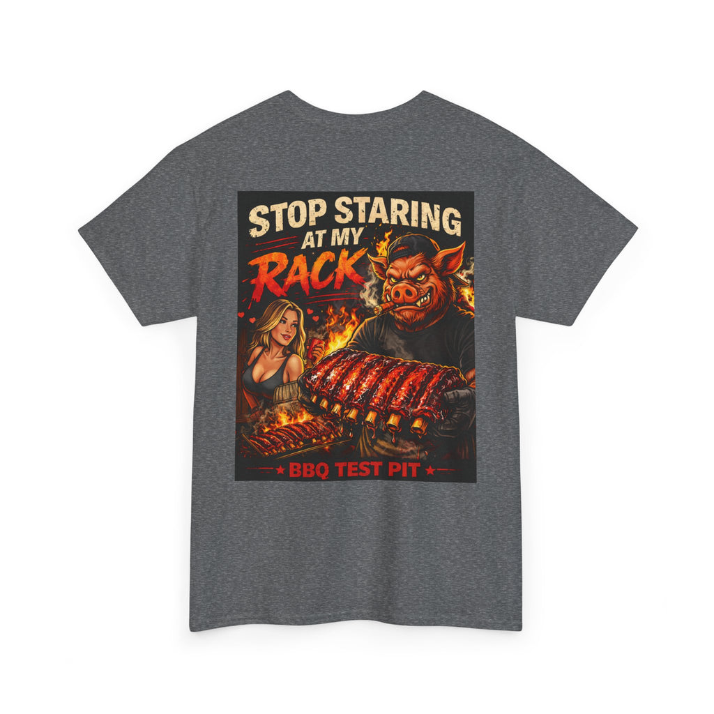 BBQ Test Pit Stop Staring At My Rack tee mockup