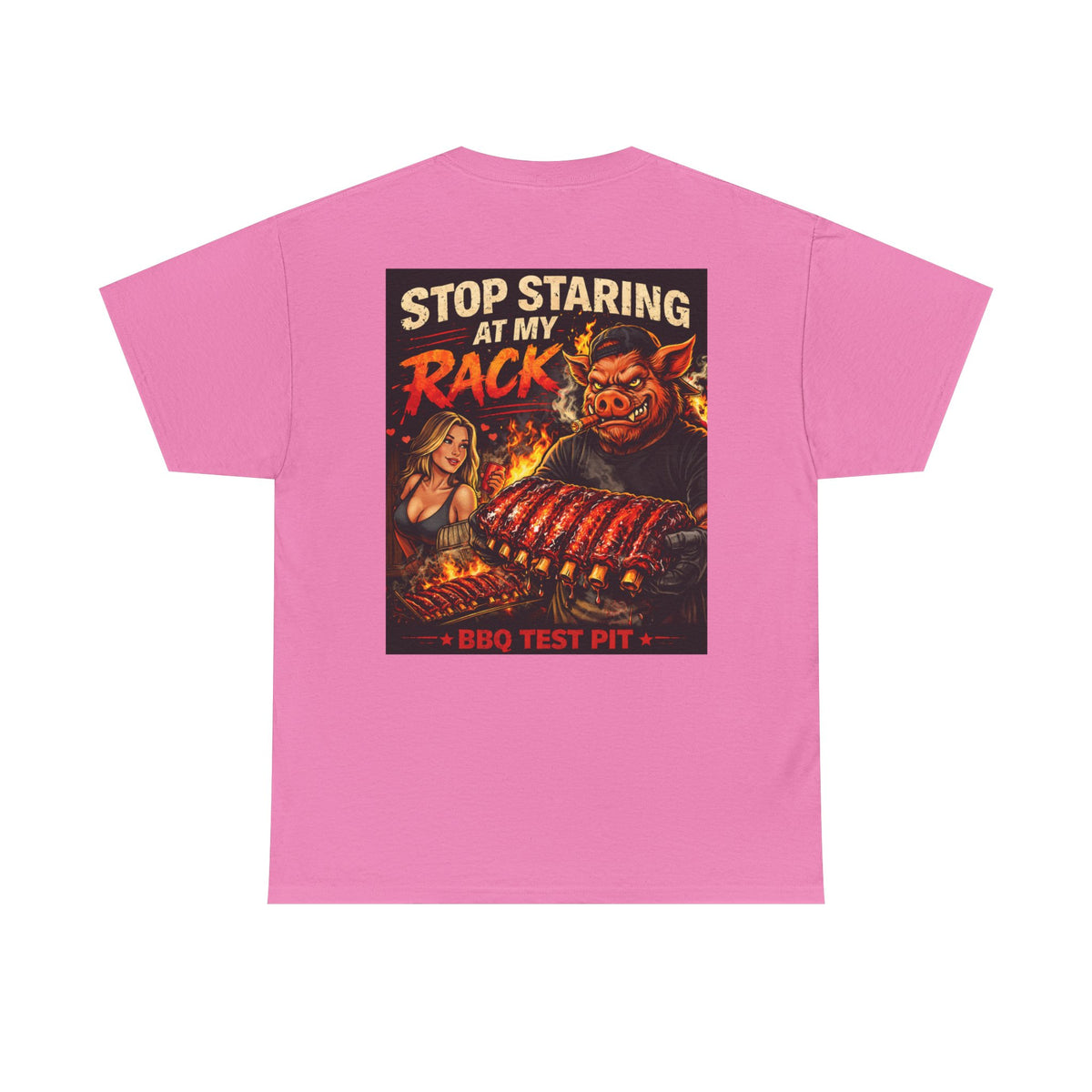 BBQ Test Pit Stop Staring At My Rack tee mockup
