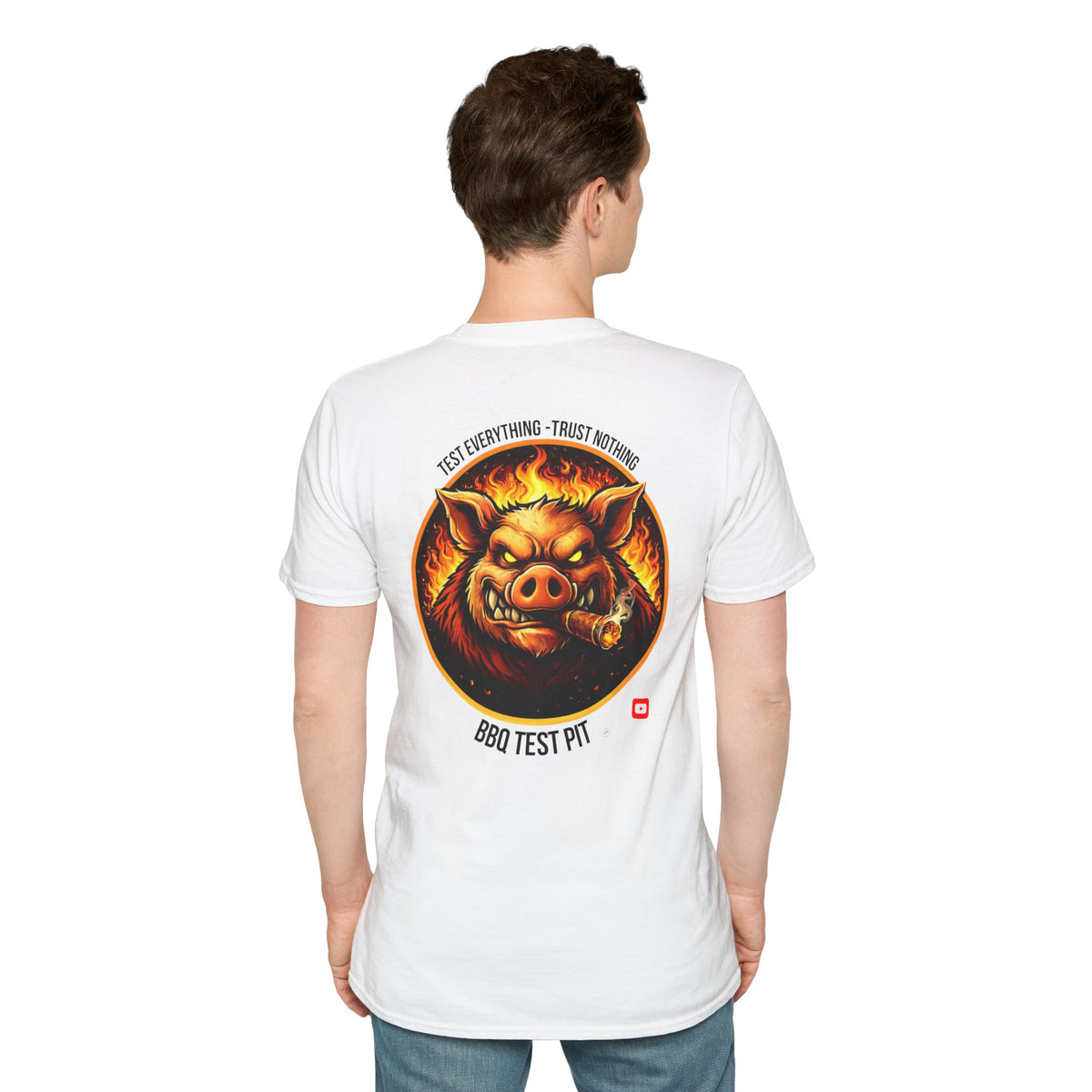 BBQ Test Pit logo soft tee mockup
