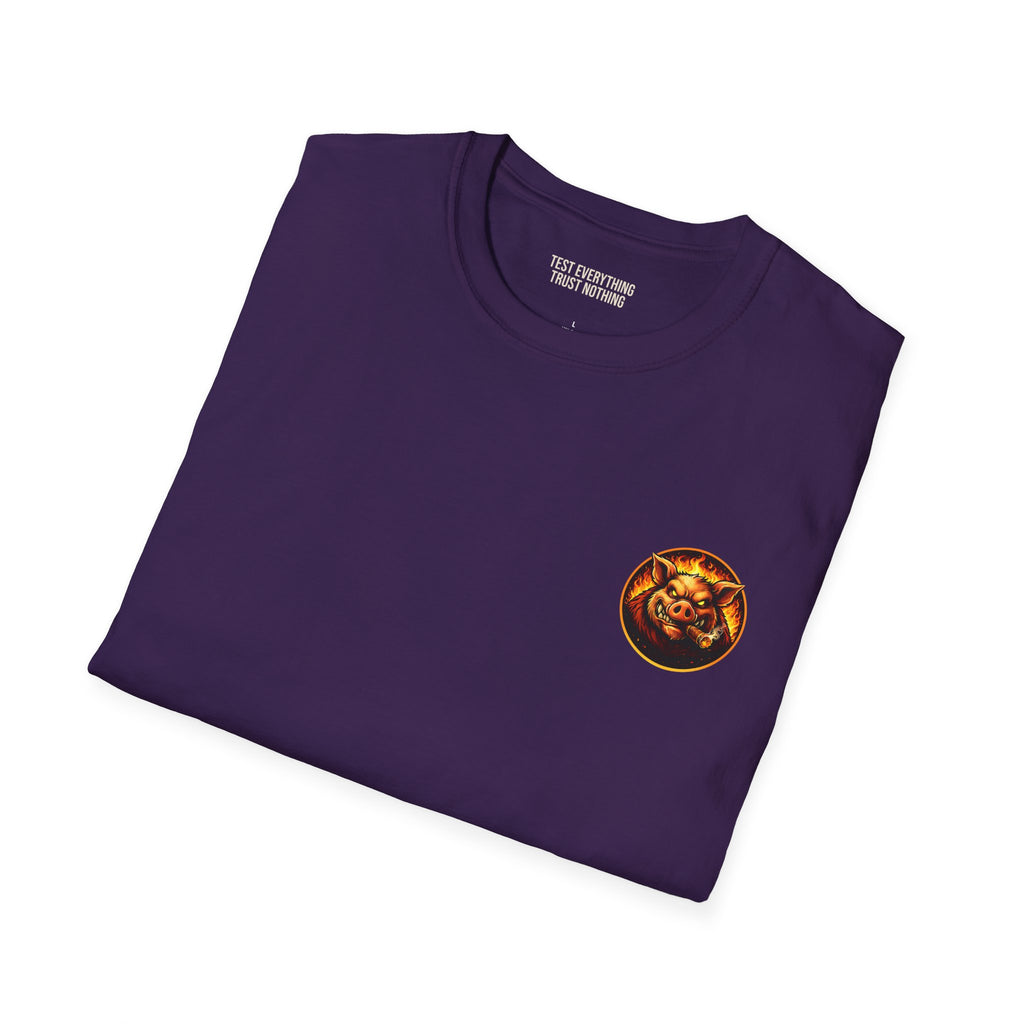 BBQ Test Pit logo soft tee mockup