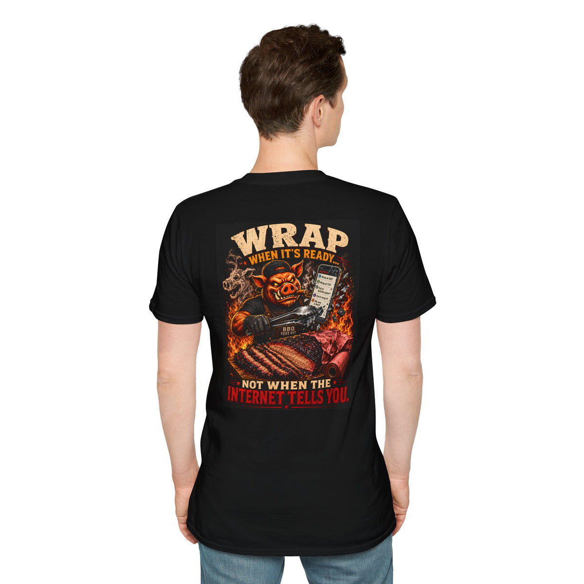 BBQ Test Pit Wrap When It's Ready tee mockup