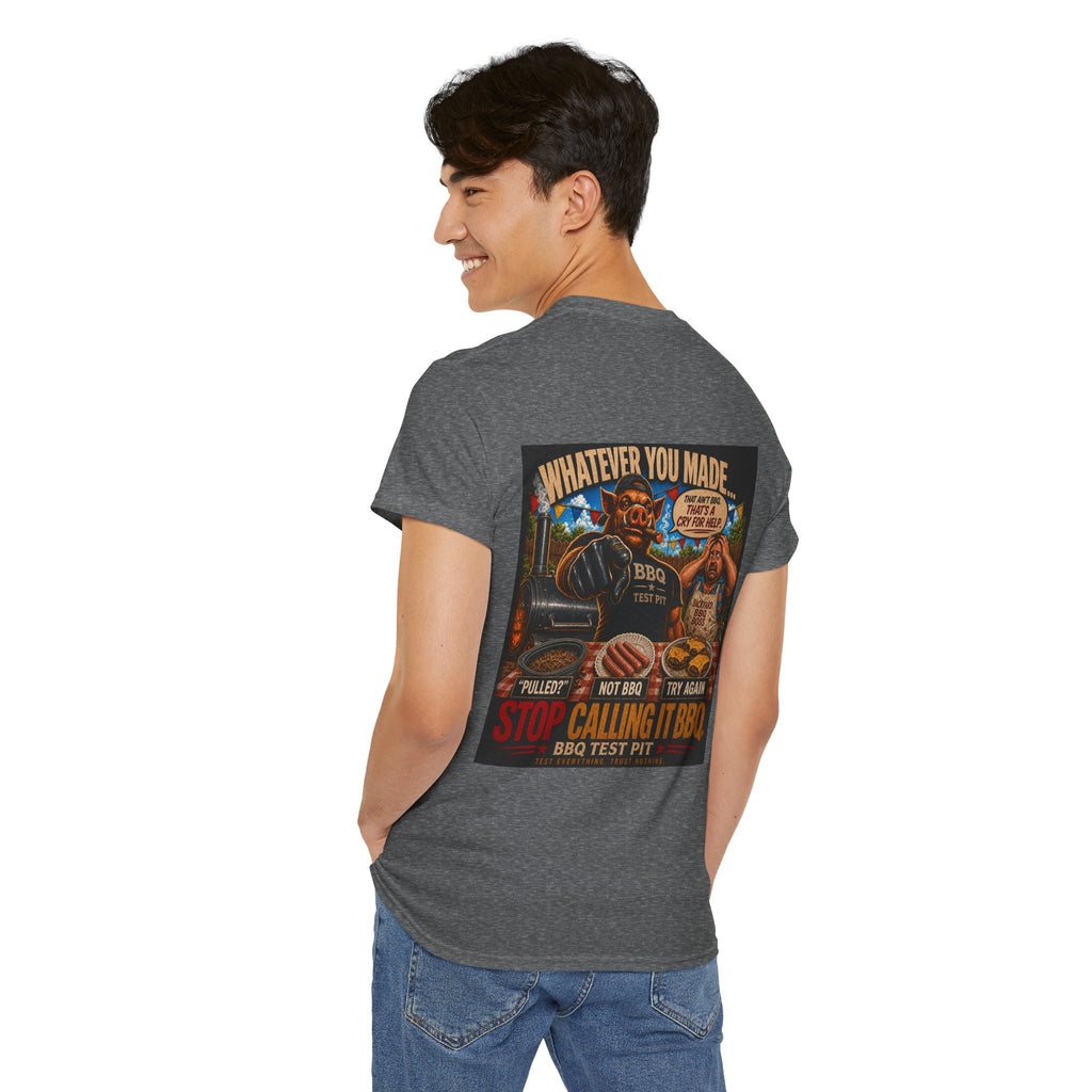 BBQ Test Pit Stop Calling It BBQ heavy tee mockup