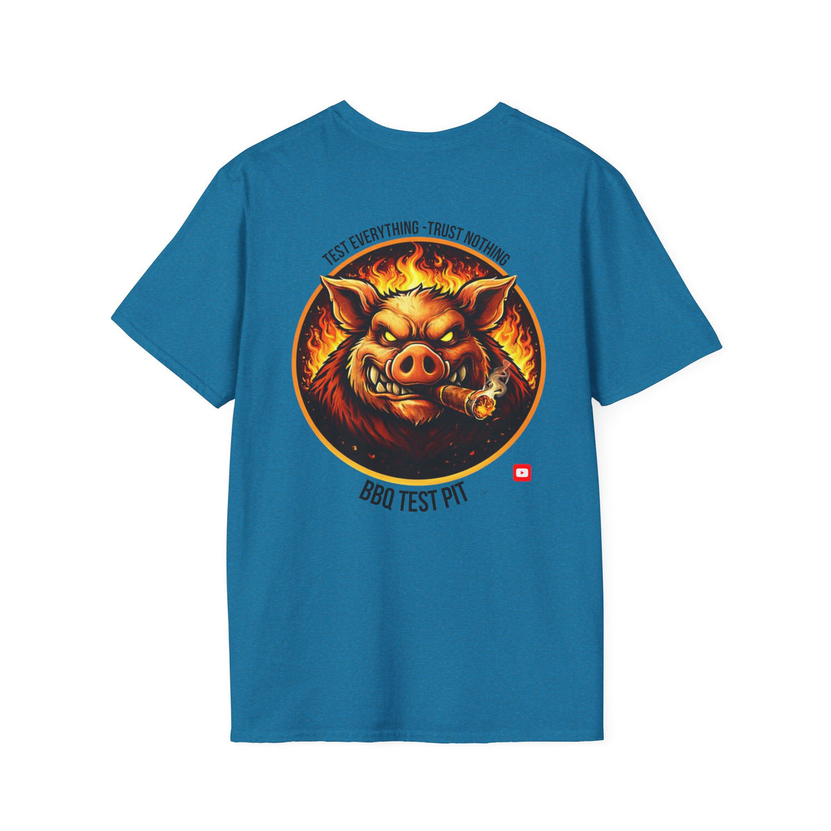 BBQ Test Pit logo soft tee mockup