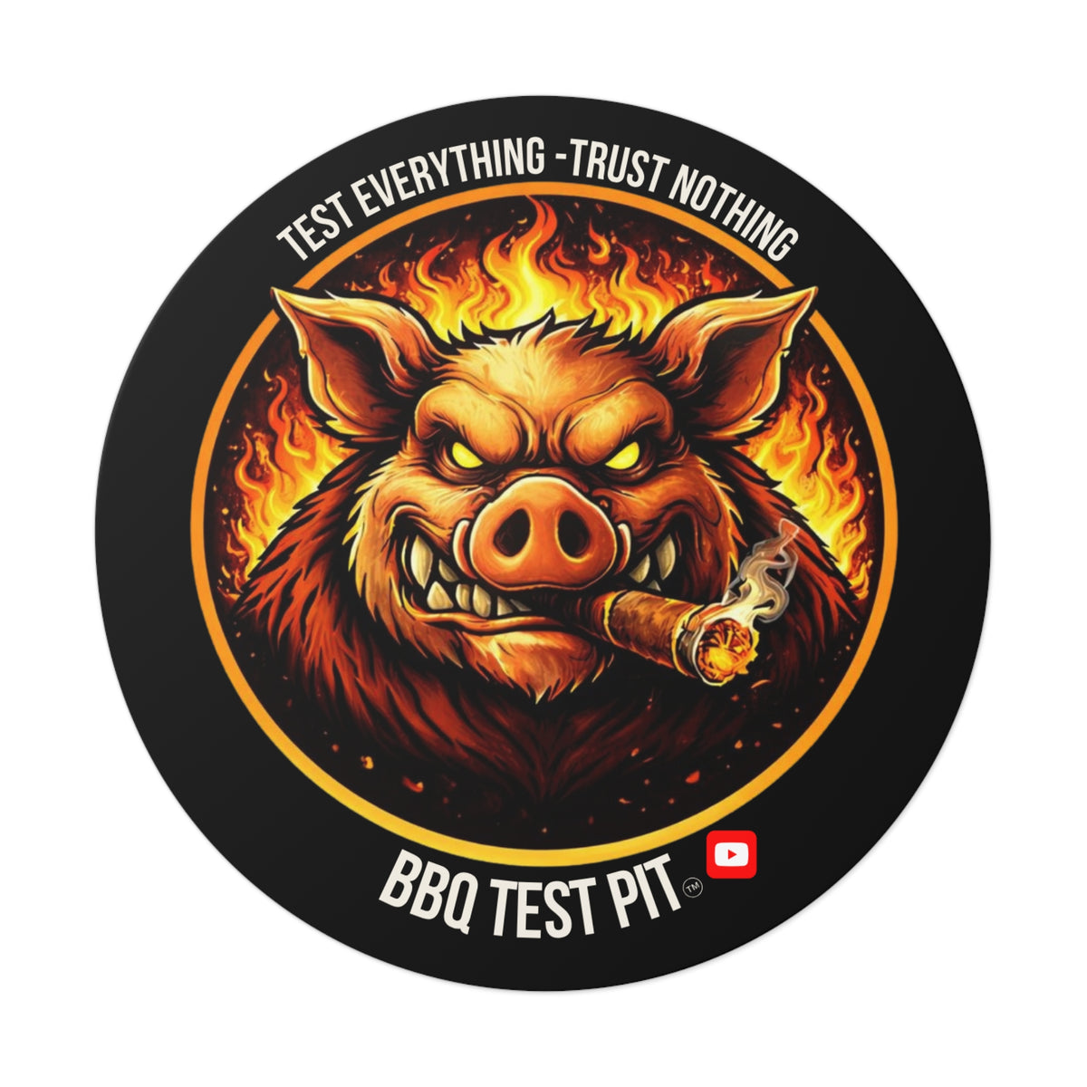 BBQ Test Pit logo sticker mockup