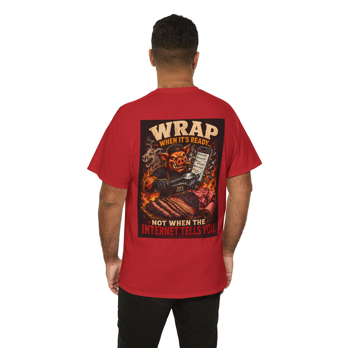 BBQ Test Pit Wrap When It's Ready soft tee mockup