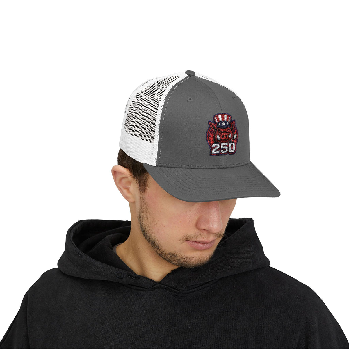 BBQ Test Pit 250 Years of Freedom trucker hat mockup