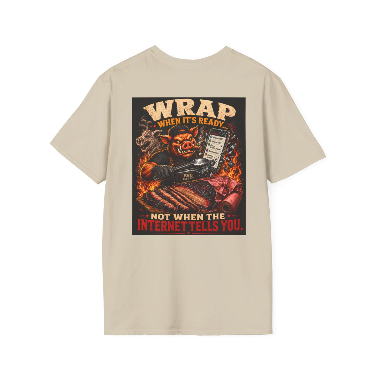 BBQ Test Pit Wrap When It's Ready tee mockup