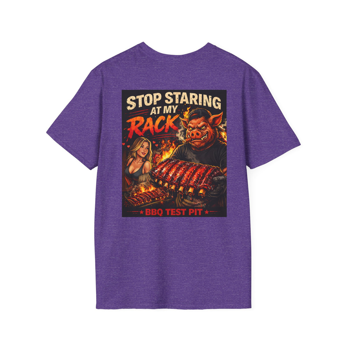 BBQ Test Pit Stop Staring At My Rack soft tee mockup