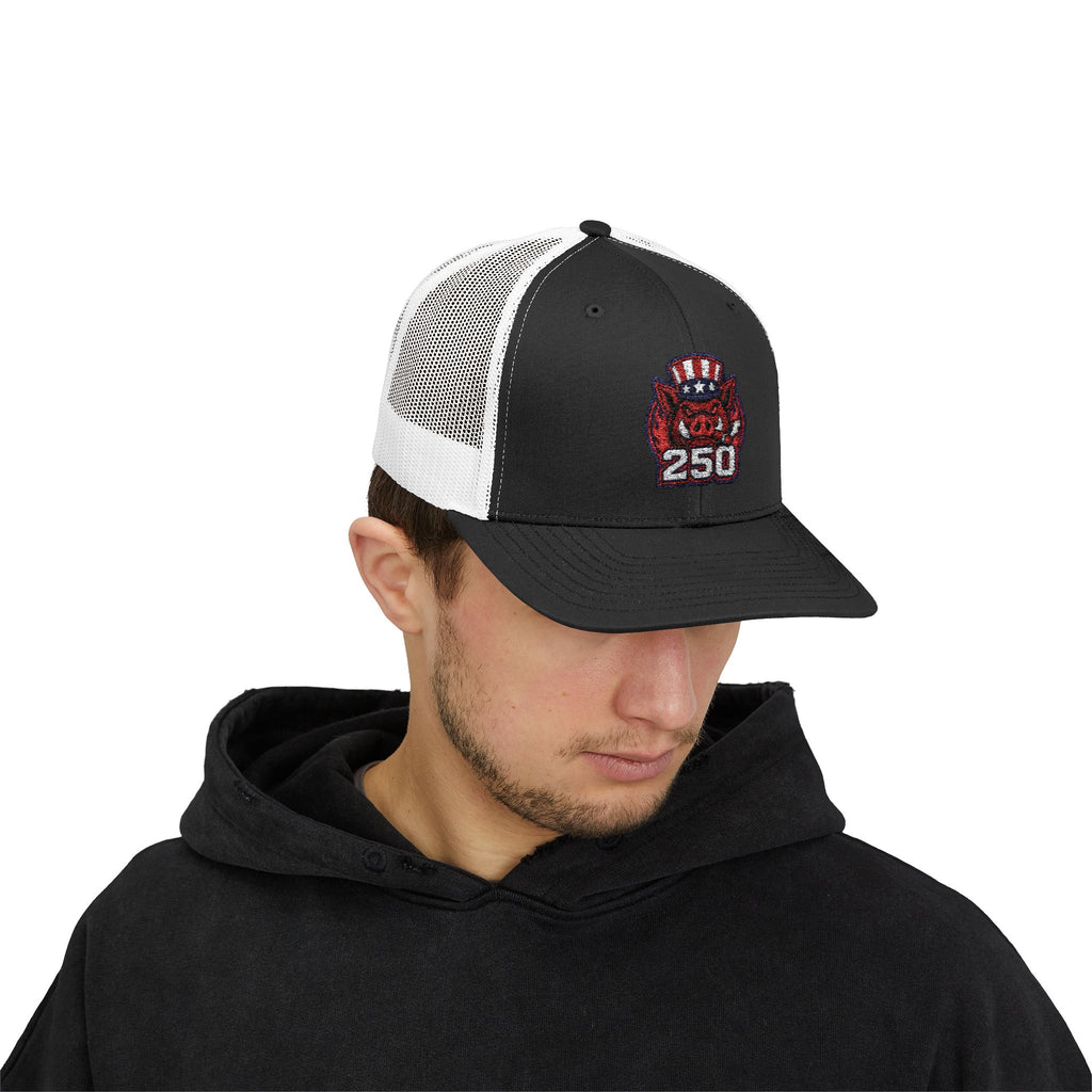 BBQ Test Pit 250 Years of Freedom trucker hat mockup