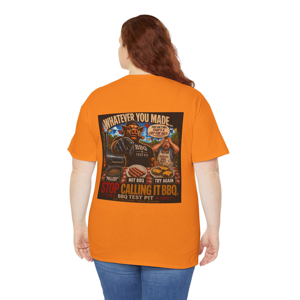 BBQ Test Pit Stop Calling It BBQ heavy tee mockup