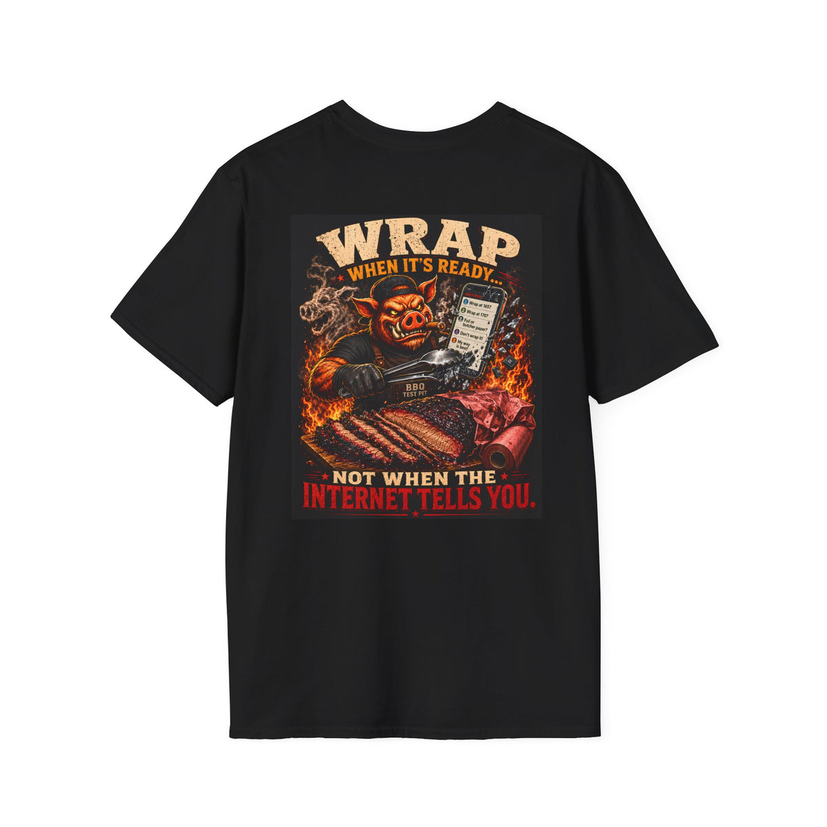 BBQ Test Pit Wrap When It's Ready tee mockup