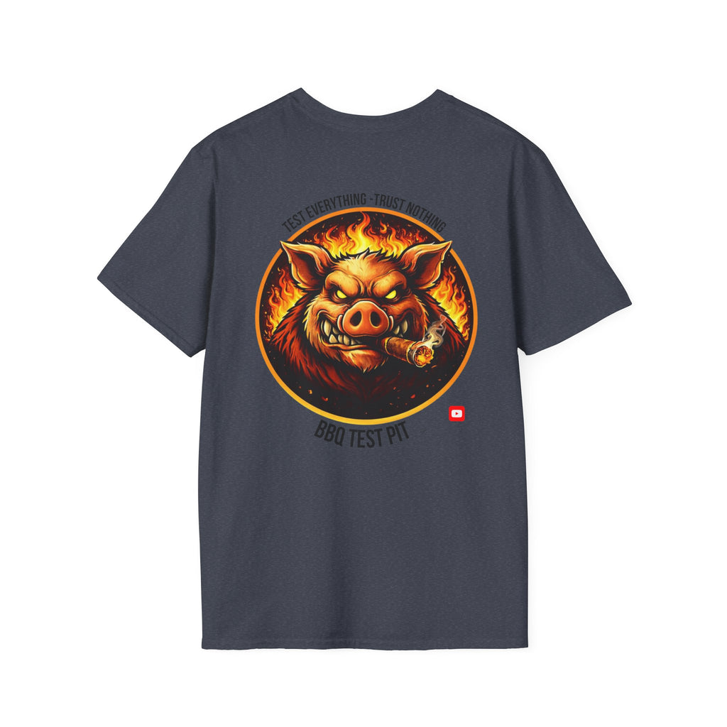 BBQ Test Pit logo soft tee mockup