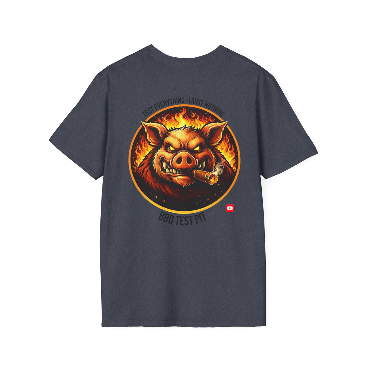 BBQ Test Pit logo soft tee mockup