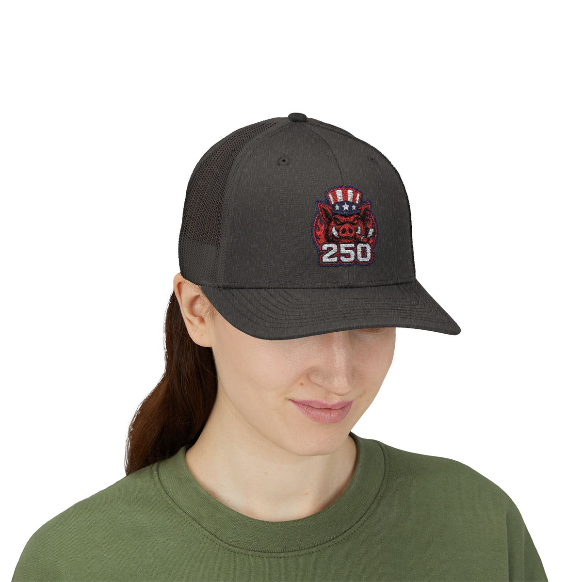 BBQ Test Pit 250 Years of Freedom trucker hat mockup