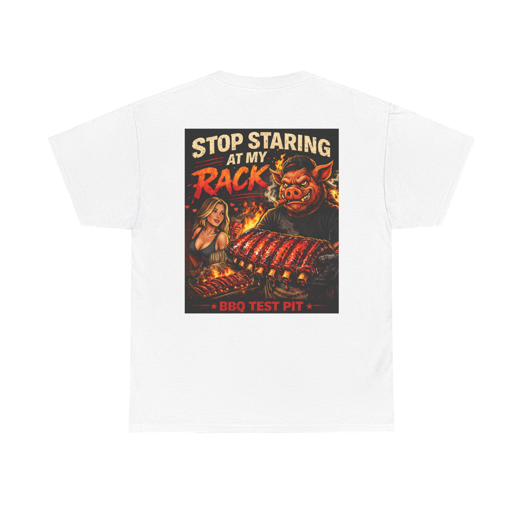 BBQ Test Pit Stop Staring At My Rack tee mockup
