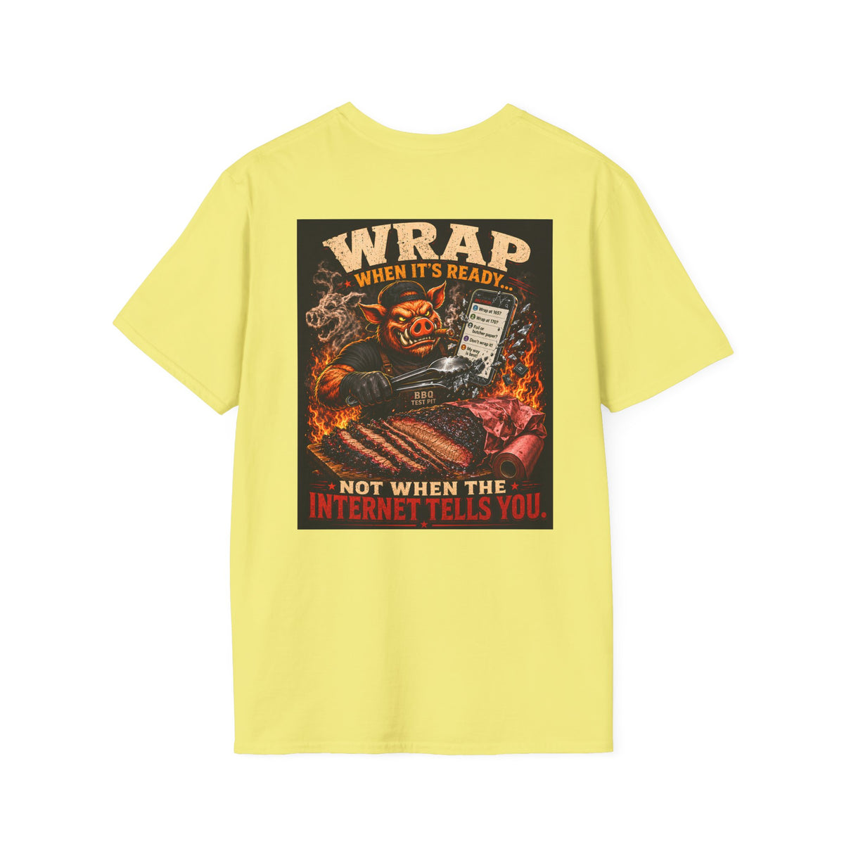 BBQ Test Pit Wrap When It's Ready tee mockup