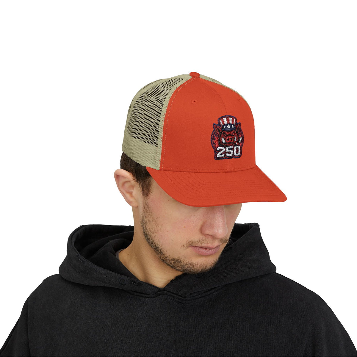 BBQ Test Pit 250 Years of Freedom trucker hat mockup