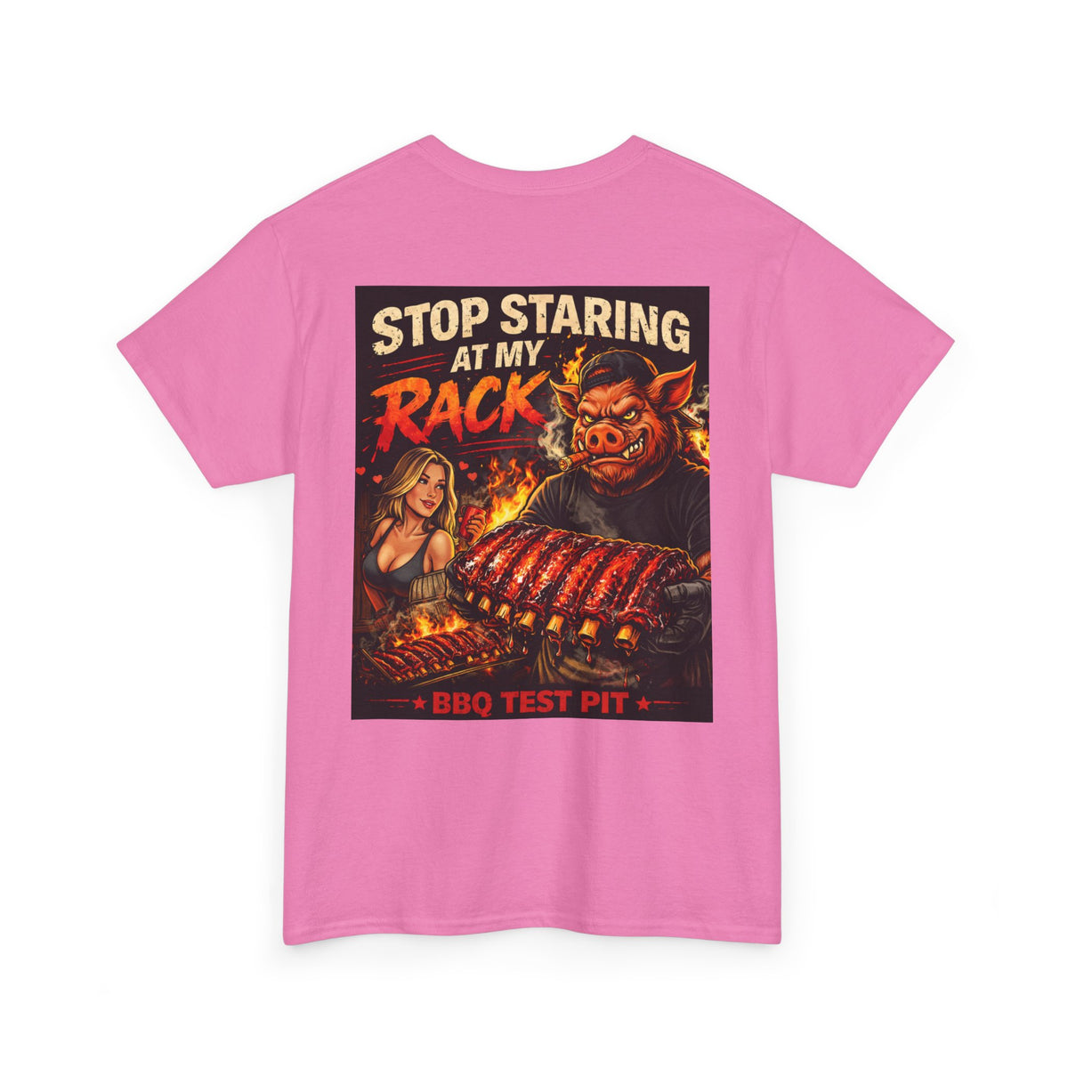 BBQ Test Pit Stop Staring At My Rack tee mockup