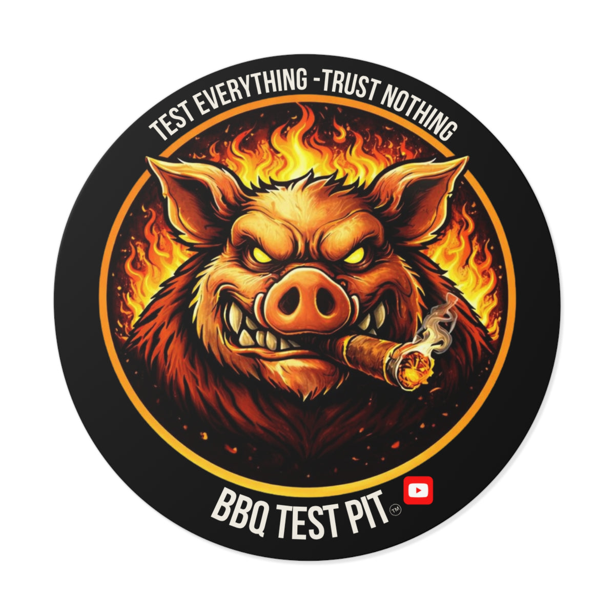 BBQ Test Pit logo sticker mockup