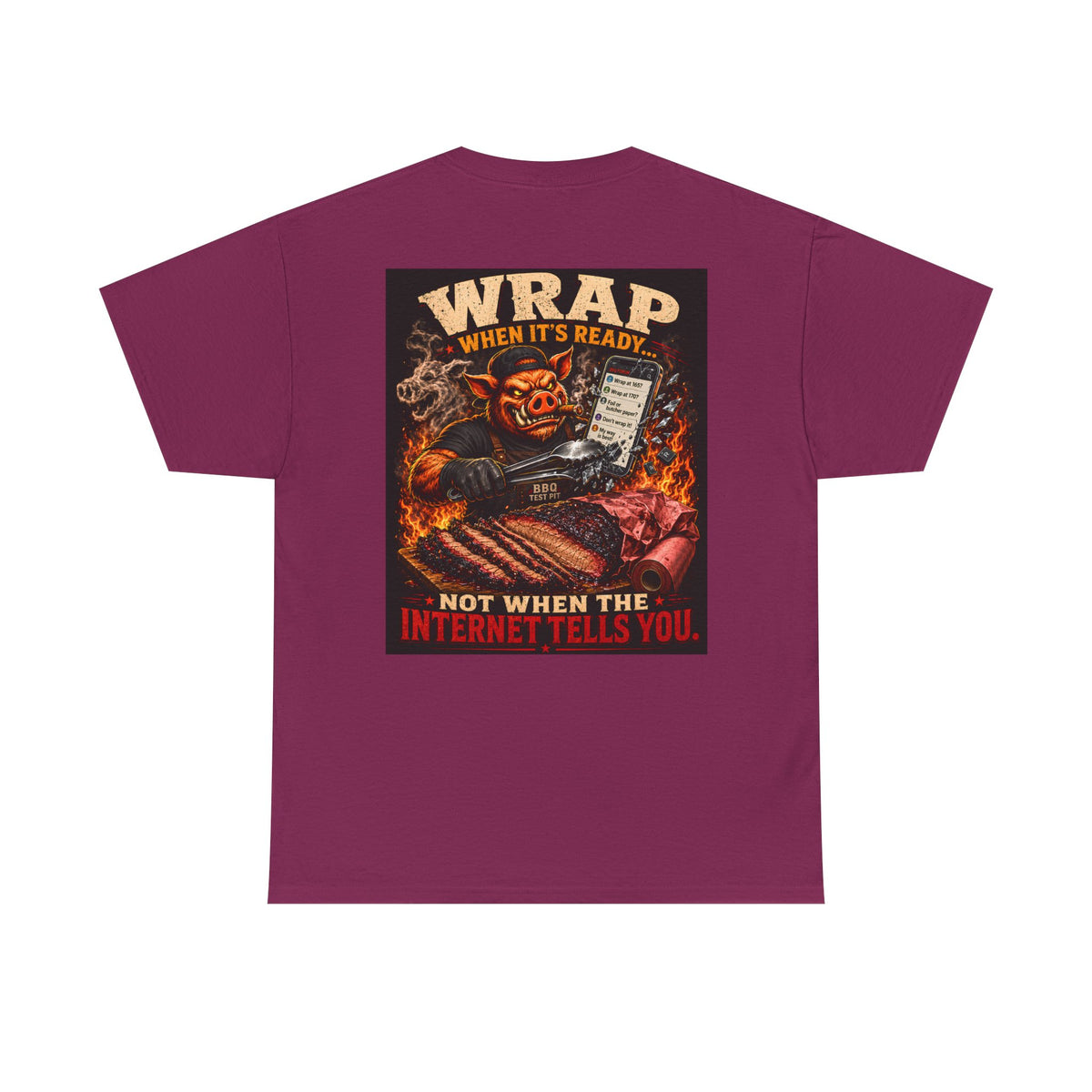 BBQ Test Pit Wrap When It's Ready soft tee mockup