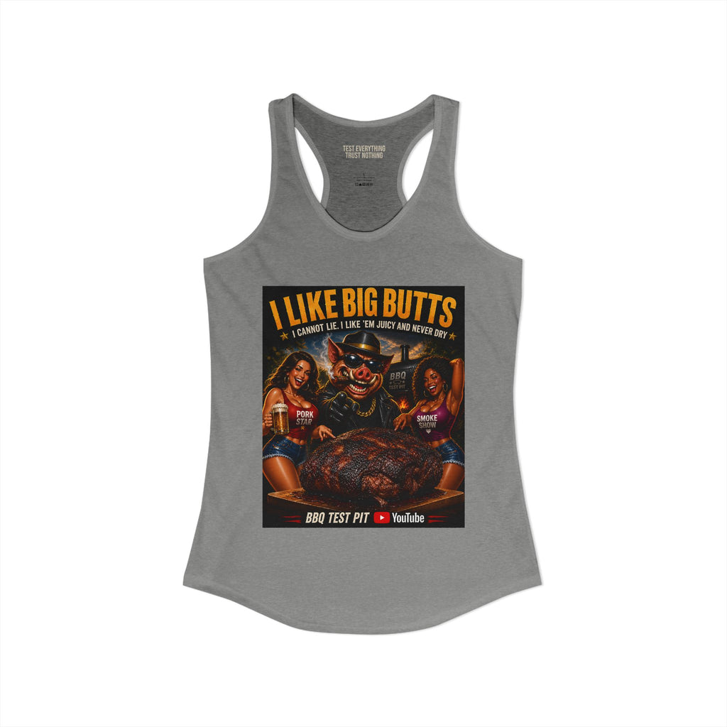 BBQ Test Pit I Like Big Butts women's racerback mockup