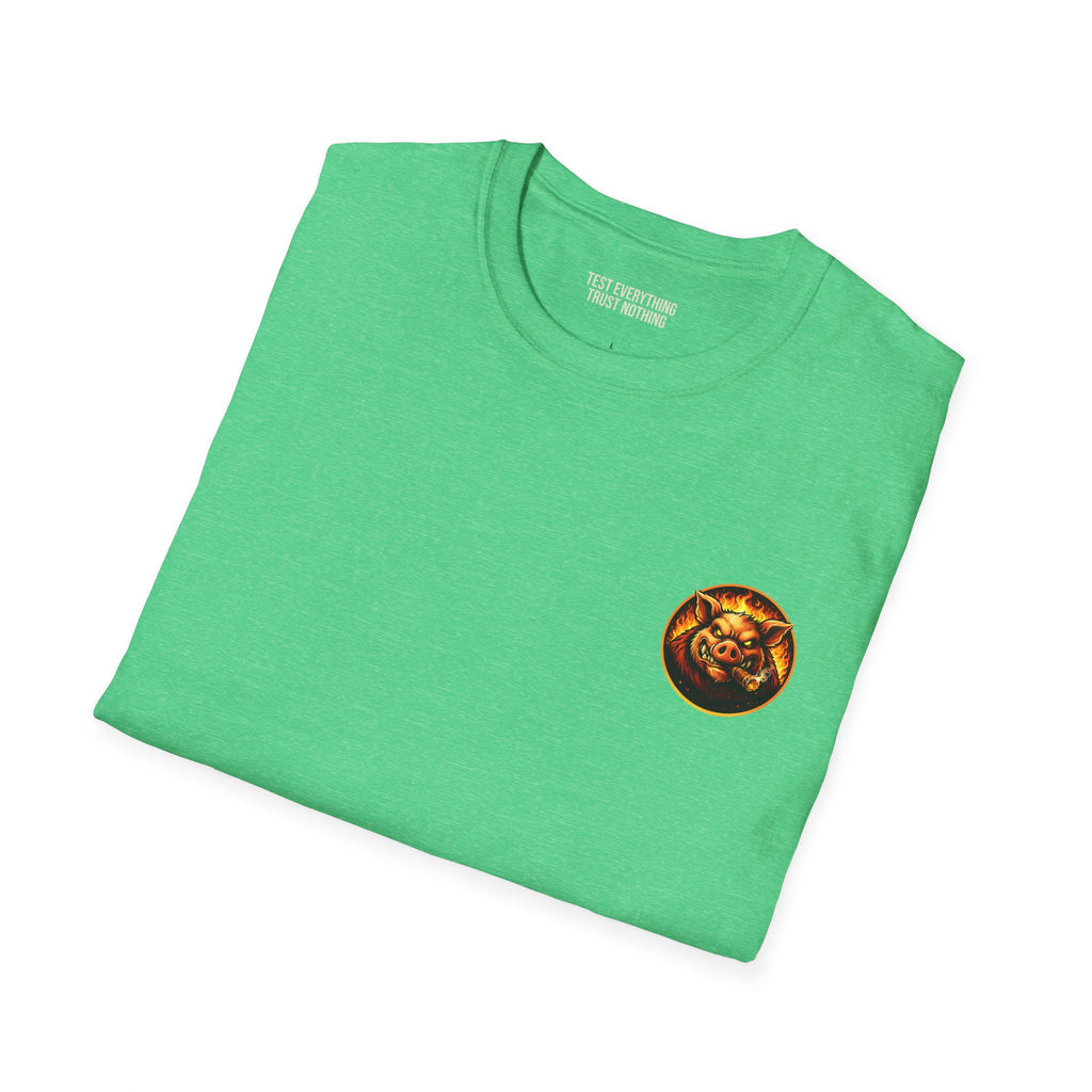 BBQ Test Pit logo soft tee mockup